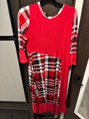 Celeste Red Plaid Maxi Dress